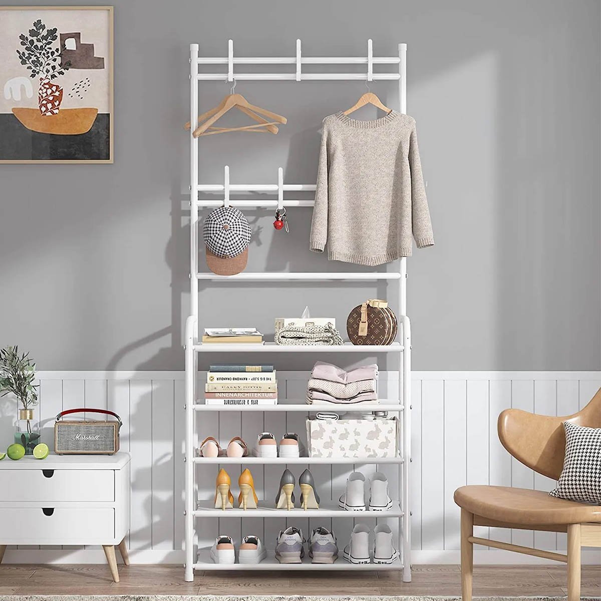 Rack Sapateira Arara Organizador Roupa Tenis Sandalia 4 Andares Multiuso Decoraçao Closet Quarto Sal - 8