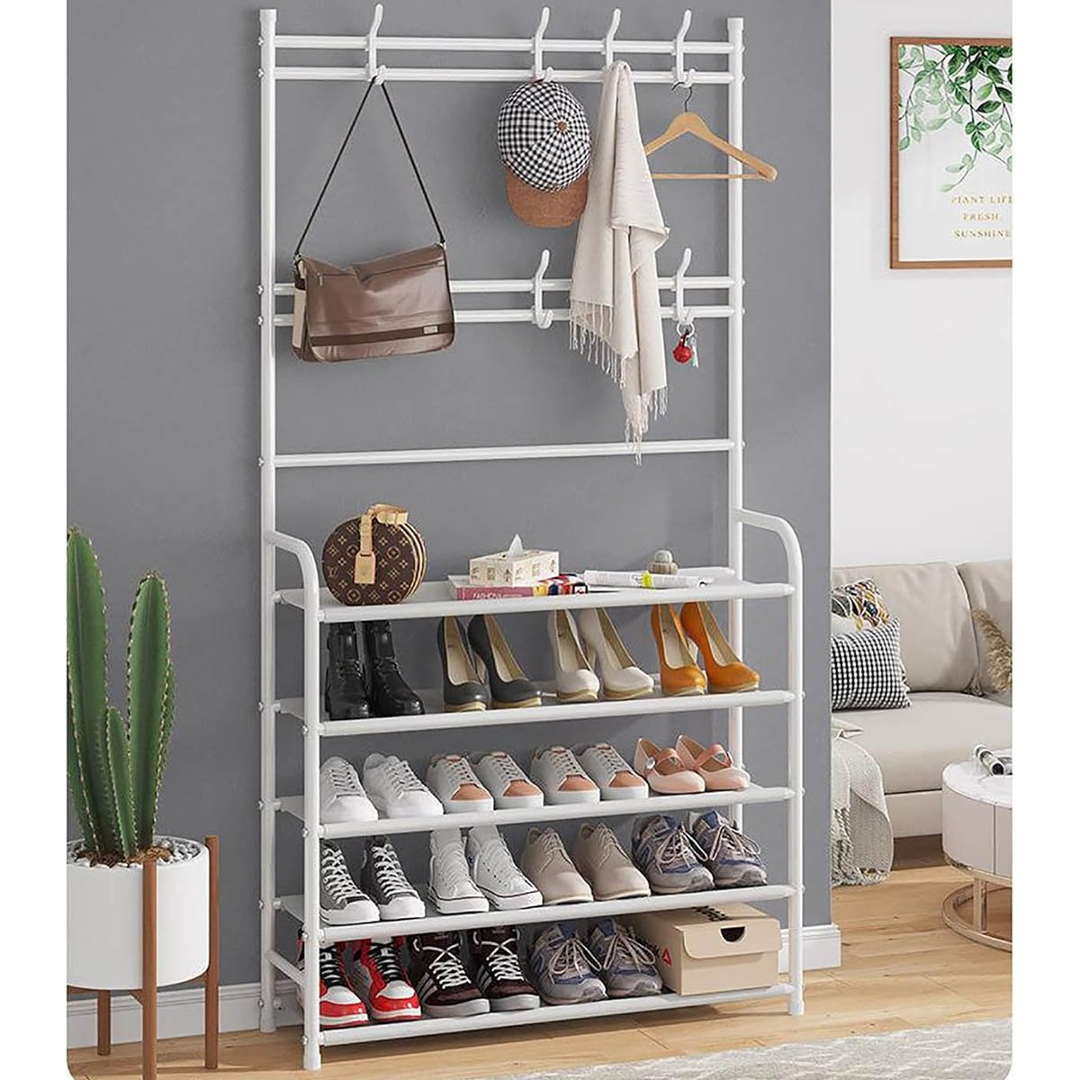 Rack Sapateira Arara Organizador Roupa Tenis Sandalia 4 Andares Multiuso Decoraçao Closet Quarto Sal - 6