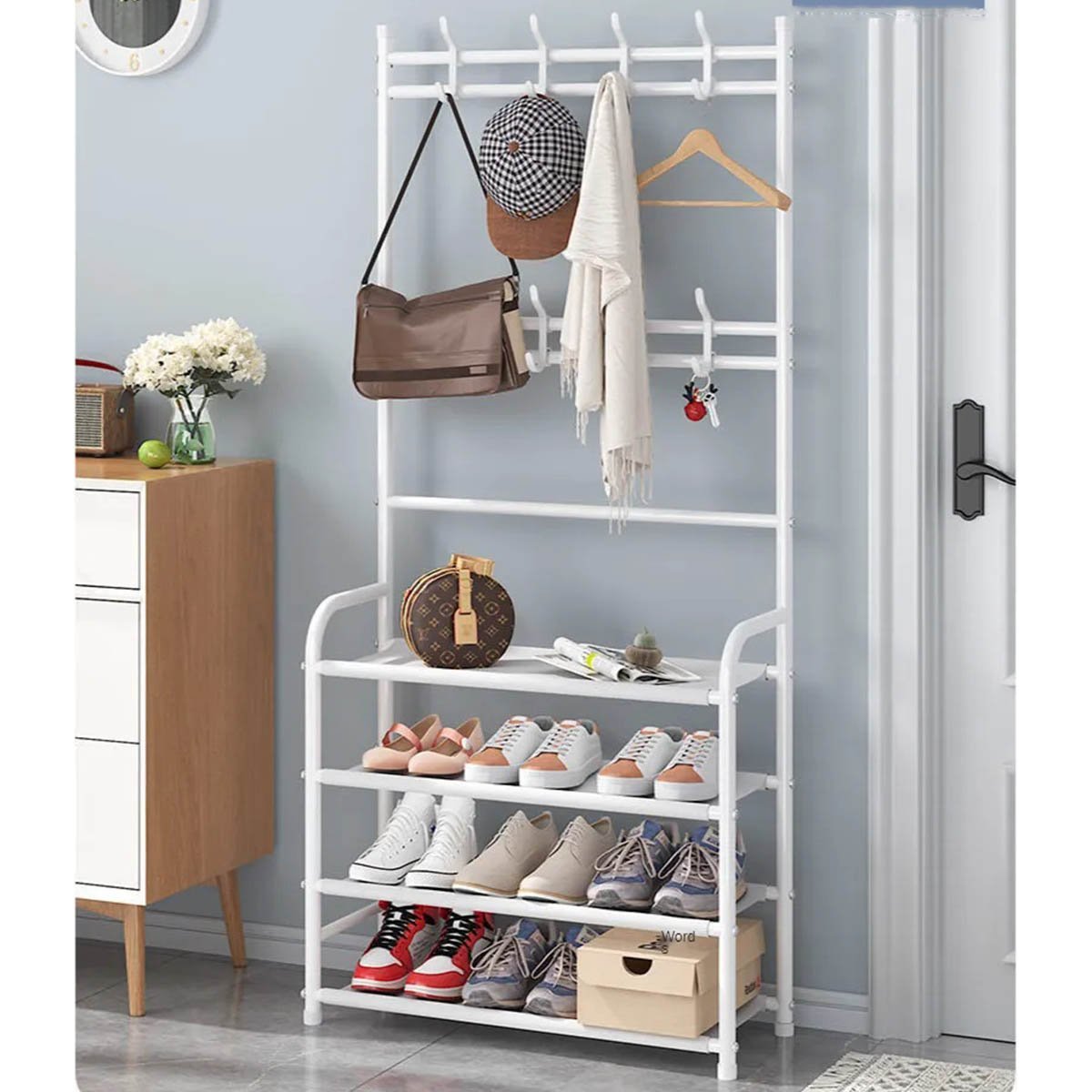 Rack Sapateira Arara Organizador Roupa Tenis Sandalia 4 Andares Multiuso Decoraçao Closet Quarto Sal - 5