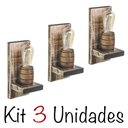 Ver imagem 1 de Kit 3 Arandelas Lumínárias de Parede em Madeira Maciça Colonial Rústica Barril