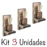 Kit 3 Arandelas Lumínárias de Parede em Madeira Maciça Colonial Rústica Barril - 1