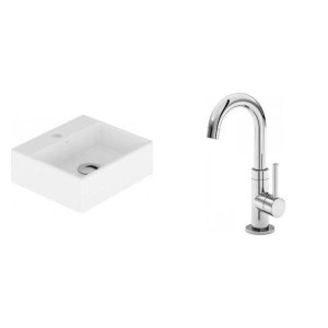Conjunto para Banheiro Cuba Suspensa ou de Apoio 11,5cmx33cmx29cm e 1 Torneira Bica Móvel Japi