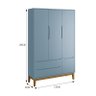 Guarda Roupa Infantil 3 Portas Classic Azul Fosco com Pés Amadeirado - Reller Móveis - 4