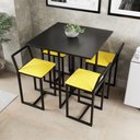 Ver imagem 1 de Conjunto Mesa Preta 4 Cadeiras Pequena Estofado Industrial Black