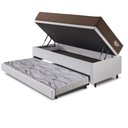 Ver imagem 4 de Bicama Box Baú com Courino Linho Branco 120x203 com Colchão Relax Adorabile Molas Ensacadas