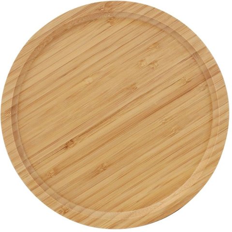 Kit Bandeja e Pinca Bambu 25 Cm, Cortador e Garfo Queijos Utensilios do Chef