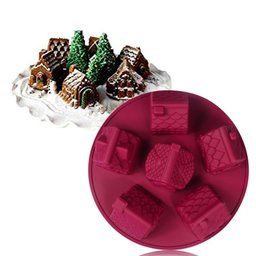 Forma de Silicone Walfos para Bolo em Formato Casa Pequena, Molde de Silicone para Bolo de 6 Casas - 1