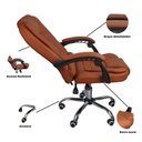 Ver imagem 7 de Cadeira de Escritório Presidente Reclinável Ergonômica Marrom Claro