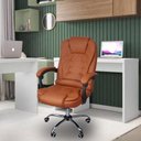 Ver imagem 6 de Cadeira de Escritório Presidente Reclinável Ergonômica Marrom Claro