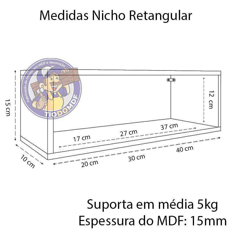 kit 3 nicho retangular branco 20/30/40 mdf decorativo - 2