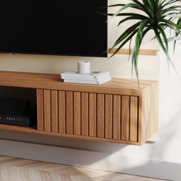 Painel de Tv até 65 Pol. Luna Babus - Off White / Cinamomo Ripado - 6