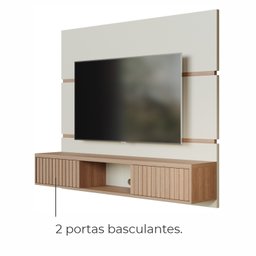 Painel de Tv até 65 Pol. Luna Babus - Off White / Cinamomo Ripado - 8