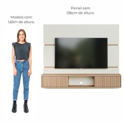 Painel de Tv até 65 Pol. Luna Babus - Off White / Cinamomo Ripado - 4