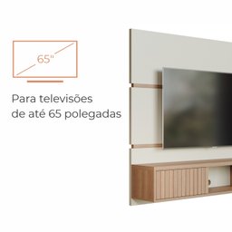 Painel de Tv até 65 Pol. Luna Babus - Off White / Cinamomo Ripado - 5