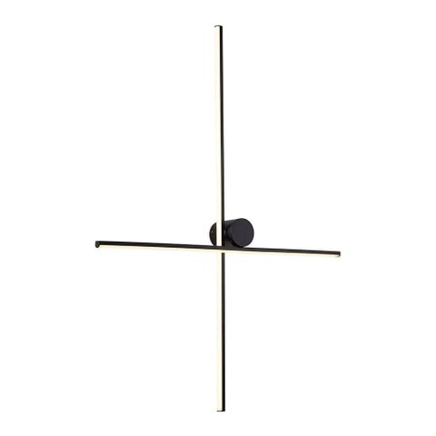 Arandela Nordecor Nien 60cm+80cm 20w Led Bivolt Preto 3000k Luz Amarela 2937
