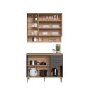 Ver imagem 7 de Cozinha Compacta Modulada 3 Peças com Nicho Decorativo Isabelle Cinza/Freijó/Grafite