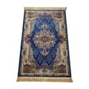 Ver imagem 1 de Tapete Persa Royal Azul 100x150cm Fio Acetinado - Decoração para Quarto e Sala
