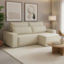 Ver imagem 2 de Sofá 4 Lugares Retrátil Reclinável para Sala de Estar 280cm Nicastro F04 Linho Creme - Lyam Decor