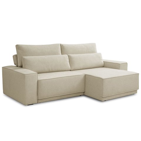 Sofá 4 Lugares Retrátil Reclinável para Sala de Estar 280cm Nicastro F04 Linho Creme - Lyam Decor