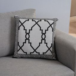 Capa de Almofada Grécia Jacquard 45x45cm Estampa Frente e Verso com Zíper Cor Preto - 1