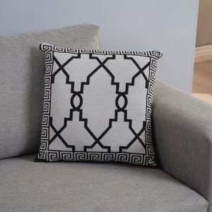 Capa de Almofada Grécia Jacquard 45x45cm Estampa Frente e Verso com Zíper Cor Preto
