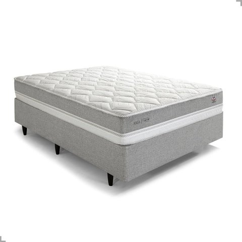 Conjunto Box Sommier Conceito + Colchão Idea 1672 Casal 1,38x1,88 Molas Maxspring Herval Cinza - Lin