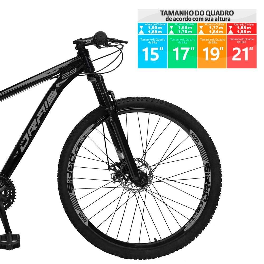 Bicicleta Drais Aro 29 24V Freio a Disco Câmbios Shimano 15" Preto/Cinza - 303 - 2