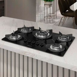 Cooktop 5 Bocas Safe Tripla Chama Vidro Preto 27001601 - Fogatti - 1