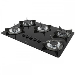 Cooktop 5 Bocas Safe Tripla Chama Vidro Preto 27001601 - Fogatti - 2