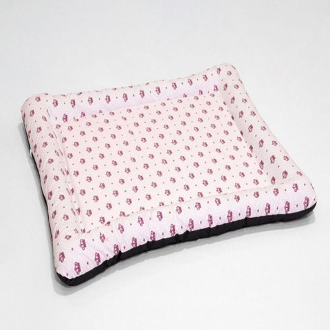 Colchonete Cama Pet Grande 80x100cm Impermeável Retangular Confortável Espuma Macia Cachorro Rosa