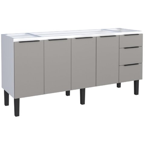 Gabinete em Aço Júpiter Cinza para Pias de 1,50 Metro com 4 Portas e 3 Gavetas - P101884 - Cozimax