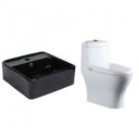 Ver imagem 1 de Conjunto para Banheiro Vaso Sanitário com Caixa Acoplada Monobloco e Cuba de Apoio Quadrada Adamas