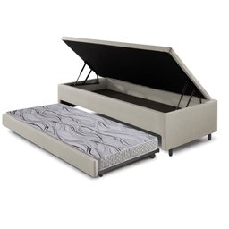 Bicama Box com Baú Viúvo 120x203 com Colchão Auxiliar Courino Linho Areia - 3