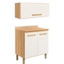 Ver imagem 1 de Kit Armario Aereo e Balcao 80cm 16978x16986 Freijo Off White Cristal Nicioli