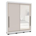 Ver imagem 2 de Roupeiro Valência 2 Portas Correr com Espelho 177x213cm Branco/Creme 240853