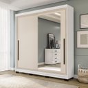 Ver imagem 1 de Roupeiro Valência 2 Portas Correr com Espelho 177x213cm Branco/Creme 240853