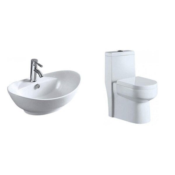 Conjunto para Banheiro Vaso Sanitário com Caixa Acoplada Monobloco e Cuba de Apoio Adamas - 1