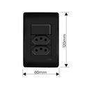 Ver imagem 2 de Interruptor Simples e Tomada Dupla 2p+t 10a Fame Habitat Black com Placa 4x2 Preto