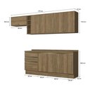 Ver imagem 3 de Armário de Cozinha Completa Garrafeiro 100% Mdf 280cm Nogueira Celeste Kappesberg
