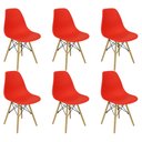 Ver imagem 3 de Kit 6 Cadeiras Charles Eames Eiffel Wood Design Vermelha Vermelho