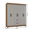 Ver imagem 4 de Guarda-roupa Solteiro Tóquio 6 Portas 2 Gavetas Castanho/off White - Poquema