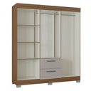 Ver imagem 3 de Guarda-roupa Solteiro Tóquio 6 Portas 2 Gavetas Castanho/off White - Poquema