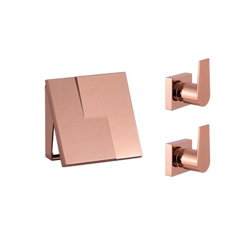 Kit Acabamento Descarga Hydra Padrão Deca e Docol + 2 Registro Chuveiro Rose Gold Brilhante Alavanca
