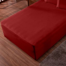 Lençol Luva Casal Cama Conjugada Veste Colchão e Box Malha 1 Peça:vermelho - 3