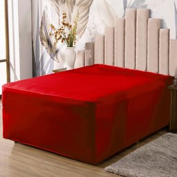 Lençol Luva Casal Cama Conjugada Veste Colchão e Box Malha 1 Peça:vermelho - 1