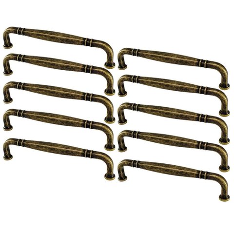 Kit 10 Puxadores Alça Móveis 1767 Grenade Ouro Velho Tamboreado Armários Gavetas
