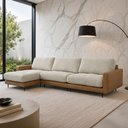 Ver imagem 2 de Sofá 5 Lugares Tributo Horse Collection Chaise Esquerda em Linho Bege e Corino 3,16m