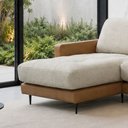 Ver imagem 3 de Sofá 5 Lugares Tributo Horse Collection Chaise Esquerda em Linho Bege e Corino 3,16m