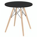 Ver imagem 2 de Mesa de Jantar Redonda Eames Eiffel Wood 80cm Preta – Tampo Mdf Base em Madeira e Metal