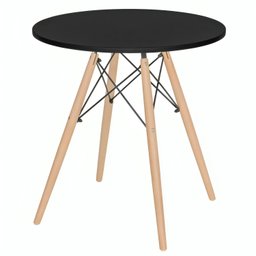 Mesa de Jantar Redonda Eames Eiffel Wood 80cm Preta – Tampo Mdf Laqueado, Base em Madeira e Metal - 3